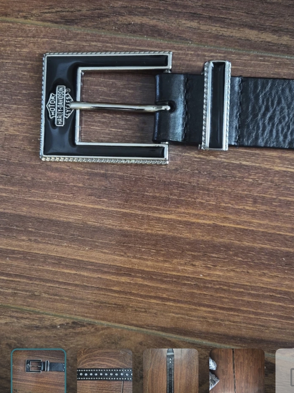 Harley-Davidson Black Leather Belt with Silver Buckle